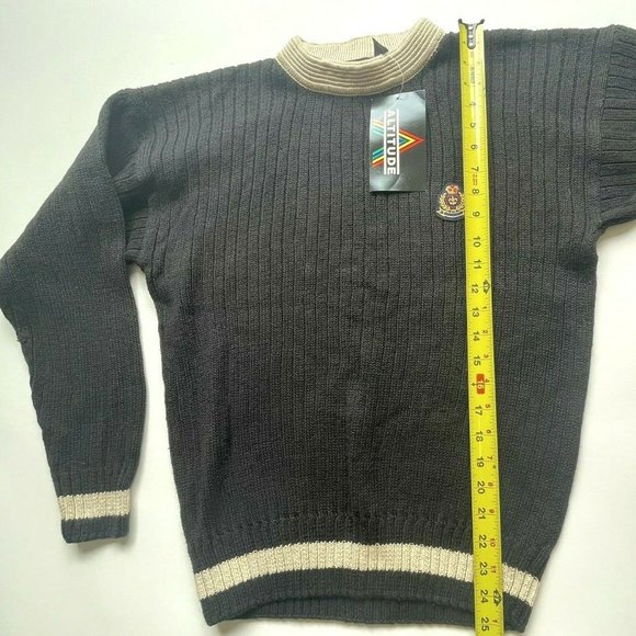 Vintage Deadstock Altitude Polo Rugby  Knit Sweater Women’s M Crest Navy Cream - Picture 7 of 7
